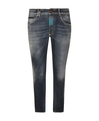 Philipp Plein Logo Patch Distressed Skinny Jeans In Black