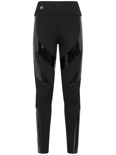 Philipp Plein Logo-patch High-waist Leggings In Black