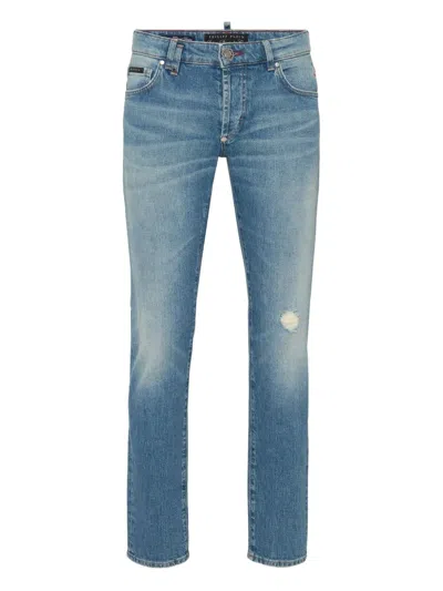 Philipp Plein Logo-patch Jeans In Blue
