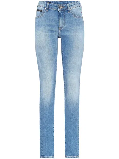 Philipp Plein Logo-patch Jeans In Blue