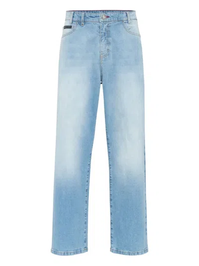 Philipp Plein Logo-patch Jeans In Blue