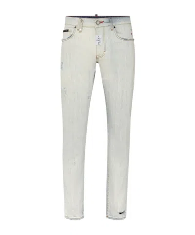 Philipp Plein Logo Patch Jeans Pants In White