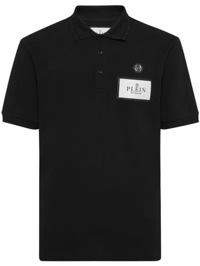 Philipp Plein Logo-patch Polo Shirt In Black