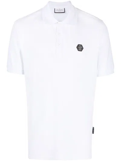 Philipp Plein Logo-patch Short-sleeve Polo Shirt In White