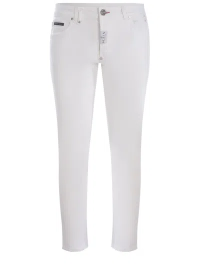 Philipp Plein Logo Patch Skinny Jeans In White