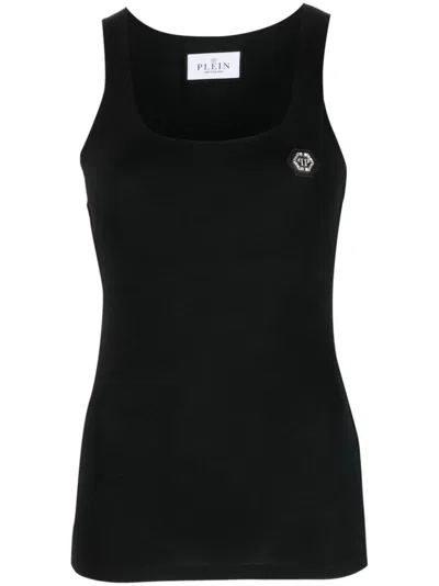 Philipp Plein Logo-patch Tank Top In Black