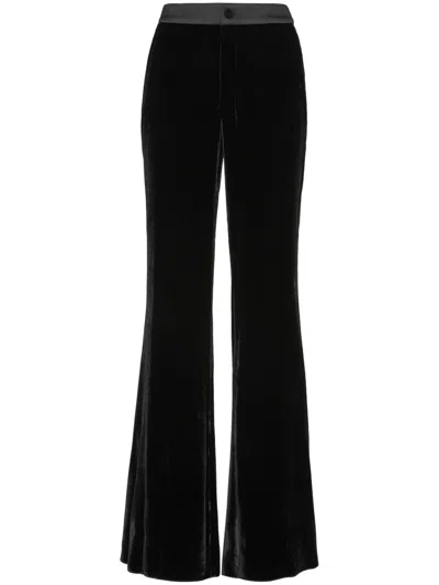 Philipp Plein Logo-patch Velvet Flared Trousers In Black