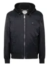 Philipp Plein Logo-pattern Hooded Bomber Jacket In Blue