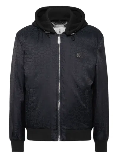 Philipp Plein Logo-pattern Hooded Bomber Jacket