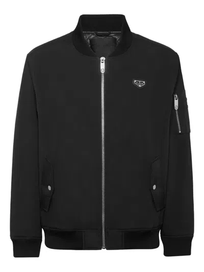 Philipp Plein Logo-plaque Bomber Jacket In Blue