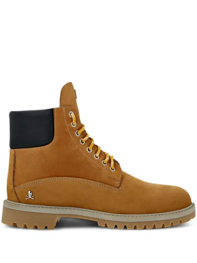 Philipp Plein Logo-plaque Boots In Neutrals
