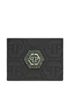 Philipp Plein Nylon And Leather Cardholder Monogram In Black