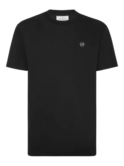 Philipp Plein Logo-plaque Cotton T-shirt In Black