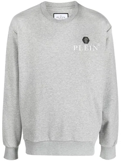 Philipp Plein Logo-plaque Crew Neck Jumper In Grey