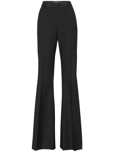 Philipp Plein Logo-plaque Flared Trousers In Black