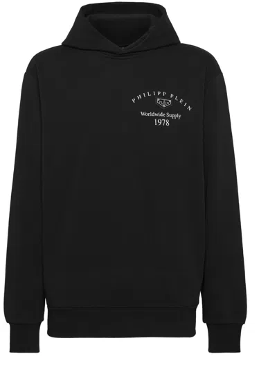 Philipp Plein Hoodie Mit Logo-schild In Schwarz
