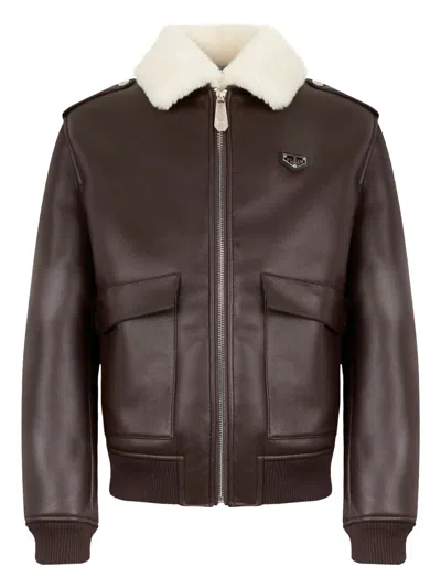 Philipp Plein Logo-plaque Jacket In Brown