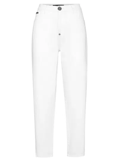 Philipp Plein Logo-plaque Jeans In Weiss