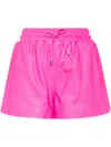 Philipp Plein Logo-plaque Leather Shorts In Pink