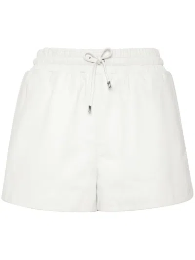 Philipp Plein Logo-plaque Leather Shorts In White