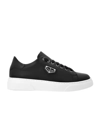 Philipp Plein Logo-plaque Leather Sneakers In Schwarz