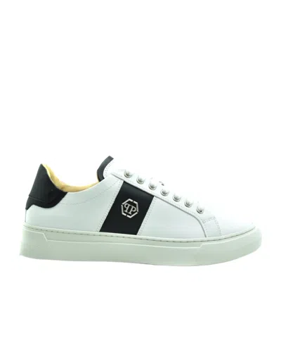 PHILIPP PLEIN LOGO-PLAQUE LEATHER SNEAKERS