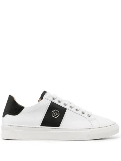 Philipp Plein Logo-plaque Leather Sneakers In White