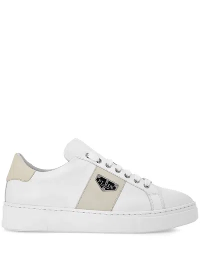 Philipp Plein Logo-plaque Leather Sneakers In White