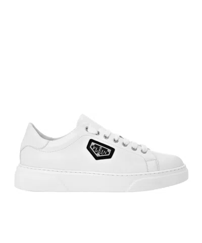 Philipp Plein Logo-plaque Leather Sneakers In White