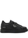 Philipp Plein Logo-plaque Leather Trainers In Black