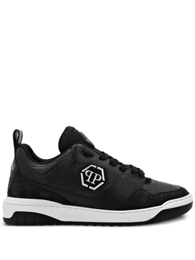 Philipp Plein Logo-plaque Panelled Sneakers In Black