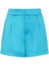 Philipp Plein Logo-plaque Satin Shorts In Blue