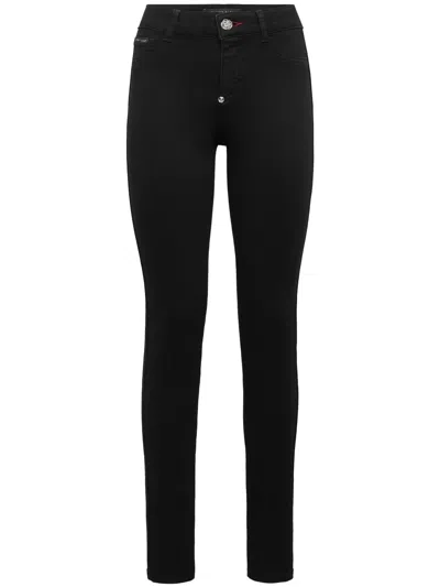 PHILIPP PLEIN LOGO-PLAQUE SKINNY-CUT JEANS