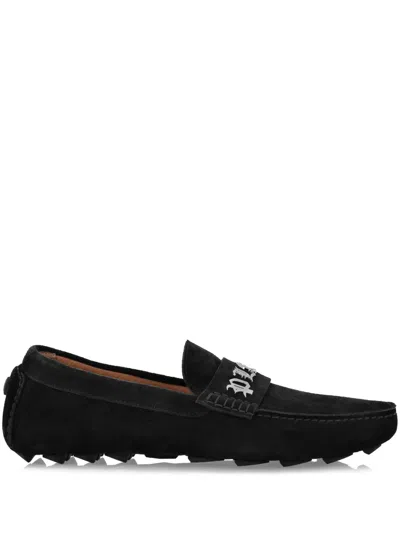 Philipp Plein Logo-plaque Suede Loafers In Black