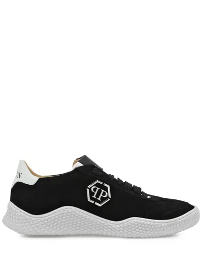 Philipp Plein Logo-plaque Suede Sneakers In Black