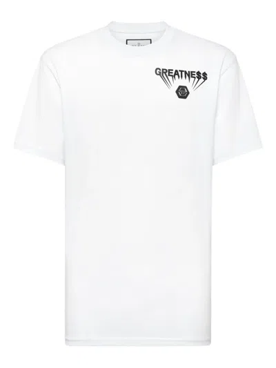 Philipp Plein Logo Graphic Short Sleeve Crew Neck T-shirt In White