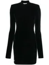 Philipp Plein Logo-plaque Velvet Minidress In Black