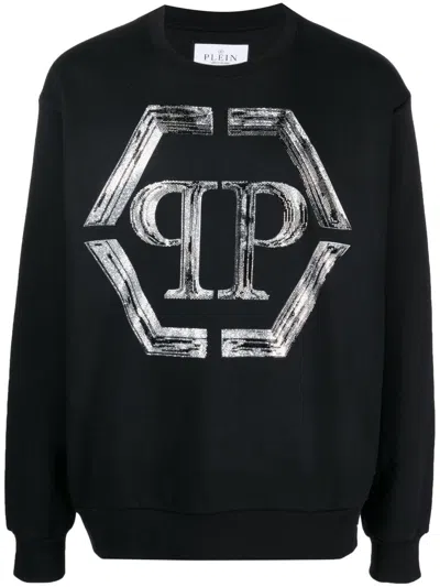 Philipp Plein Logo-print Cotton-blend Sweatshirt In Black