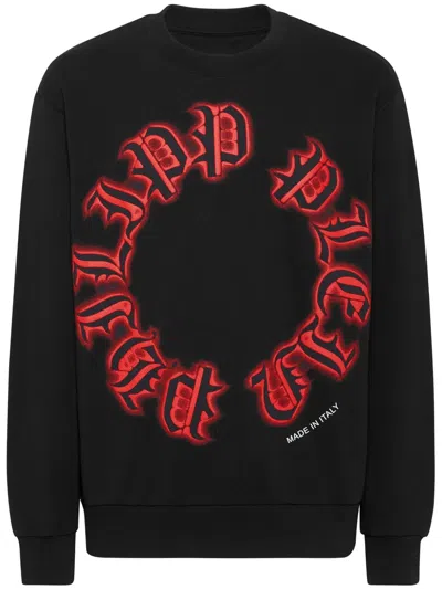 Philipp Plein Logo-print Cotton Sweatshirt In Black