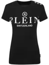 Philipp Plein T-shirt Round Neck Ss Iconic Plein In "02 Black"