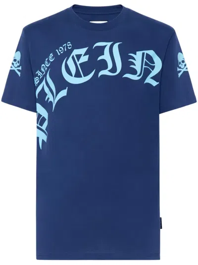 Philipp Plein Logo-print Cotton T-shirt In Blue