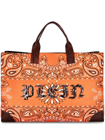 Philipp Plein Shopper Mit Logo-print In Orange