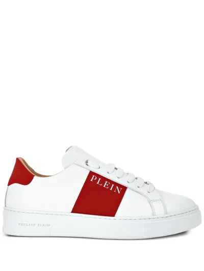 Philipp Plein Logo-print Nappa Leather Sneakers In Weiss