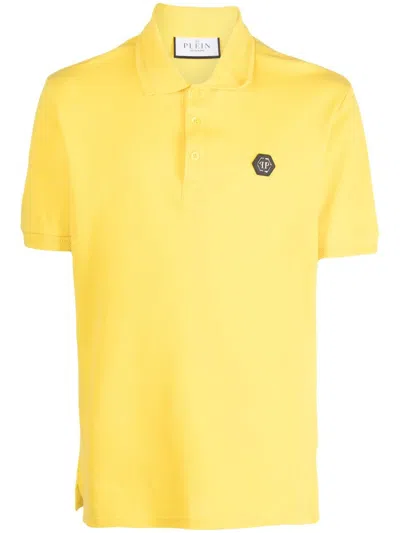 Philipp Plein Logo-print Short-sleeved Polo Shirt In Yellow