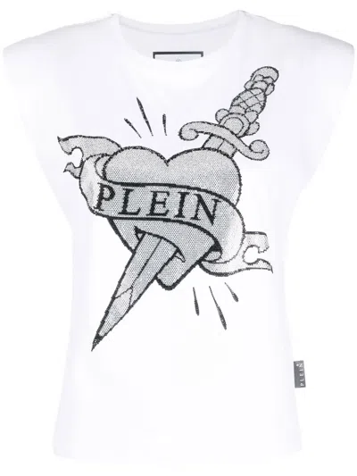 Philipp Plein Logo-print Shoulder-pads Tank Top In White