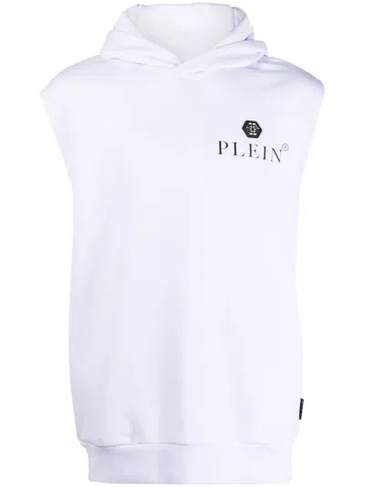 Philipp Plein Logo-print Sleeveless Hoodie In White
