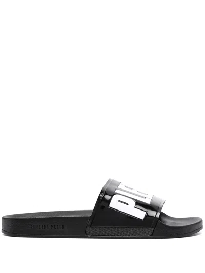 Philipp Plein Logo-print Sandals In Black