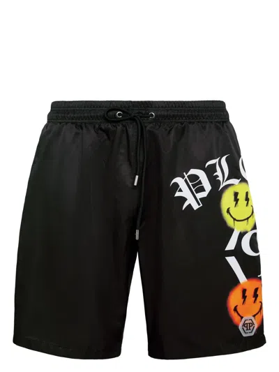 Philipp Plein Logo-print Swim Shorts In Black