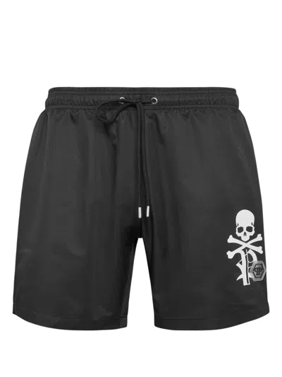 Philipp Plein Logo-print Swim Shorts In Black