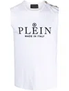 Philipp Plein Shoulder Button Crew Neck Sleeveless Top In White